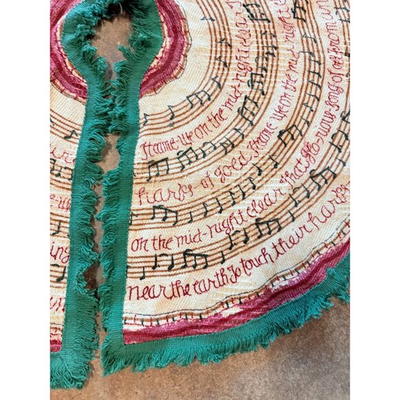 Fabric  Christmas Tree Skirt Hand Painted  It Came Upon A midnight Clear Vintage - Picture 6 of 13